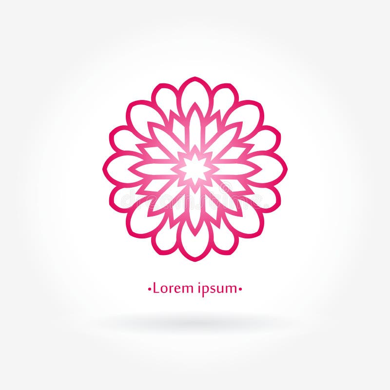 Flower pink logo. Stylized rose flower logotype. Simple circular stock illustration Flower pink logo. Stylized rose flower logotype. Simple circular stock illustration