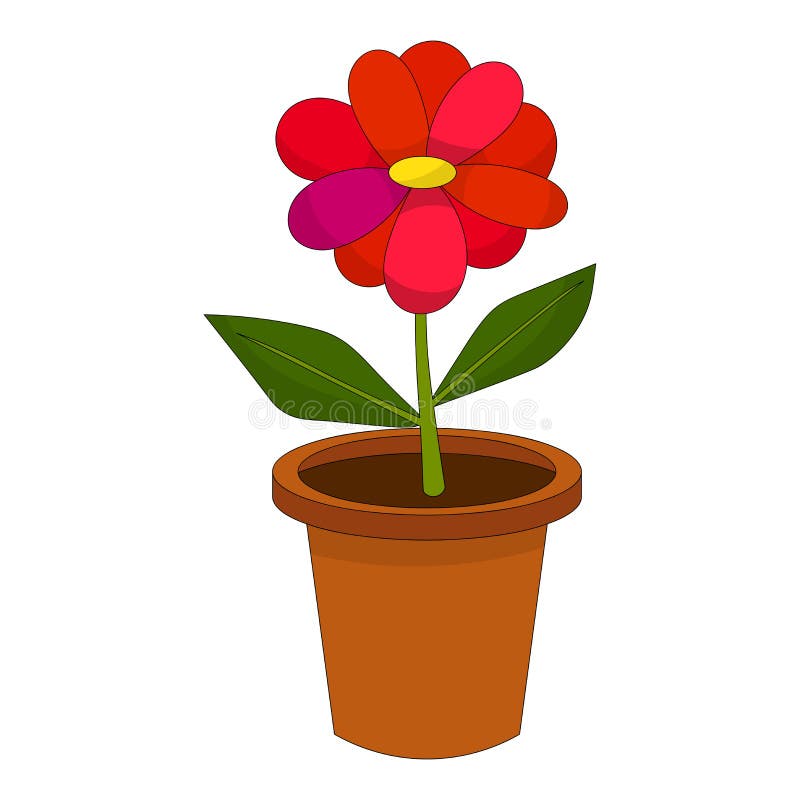 Bright Cartoon Flower in the Pot Isolated Stock Vector - Illustration of flora, beautiful: 165456229 Bright Cartoon Flower in the Pot Isolated Stock Vector - Illustration of flora, beautiful: 165456229