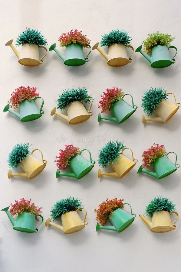 Flower pots wall stock image. Image of hanging, gardening 156759405