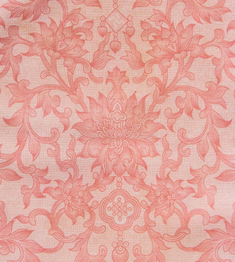 Pink flower print fabric background.