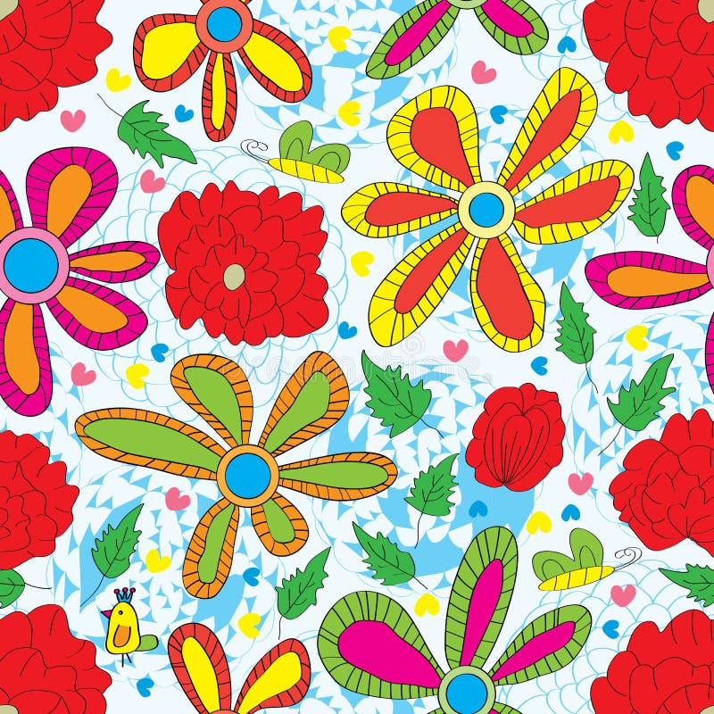 Flower Red Style Seamless Pattern