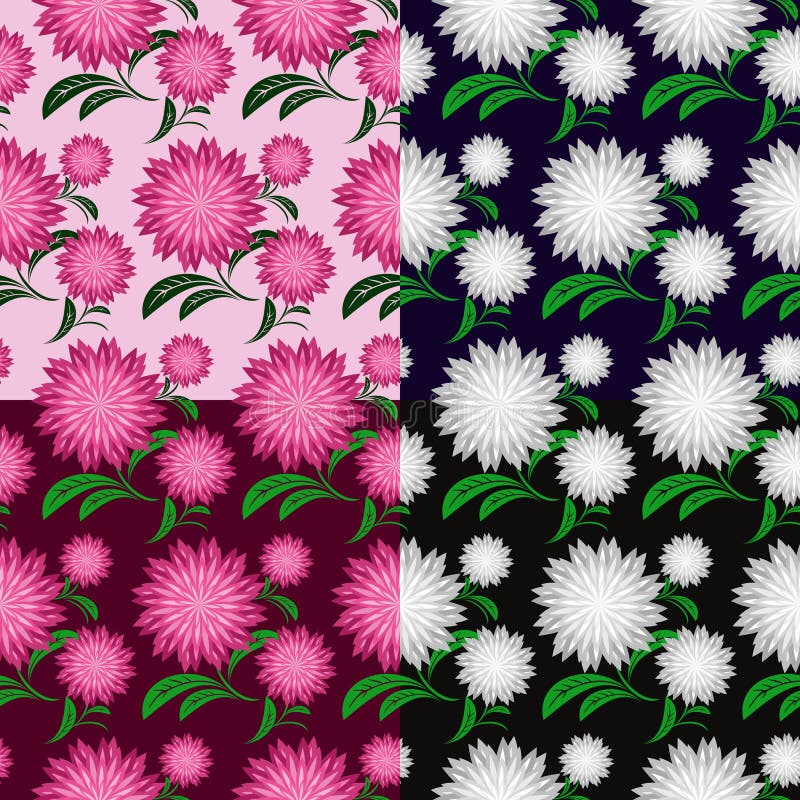 Flower seamless pattern in four variants