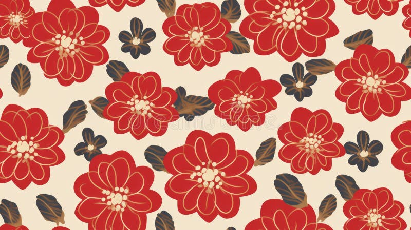 Tipar vectorial fără sudură în floare în stil ornament geometric. model chinezesc pe anul nou. vector illustration
