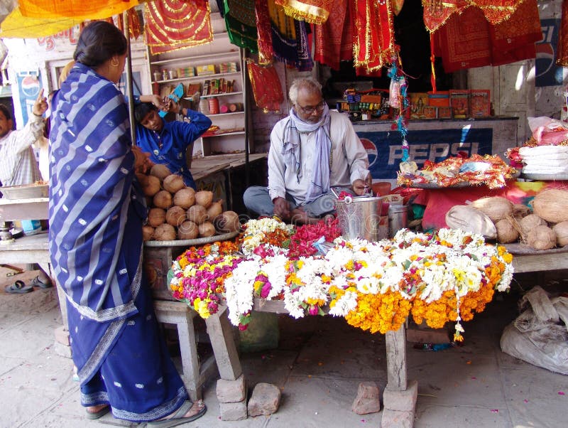 Flower seller India editorial stock image. Image of home 19856394
