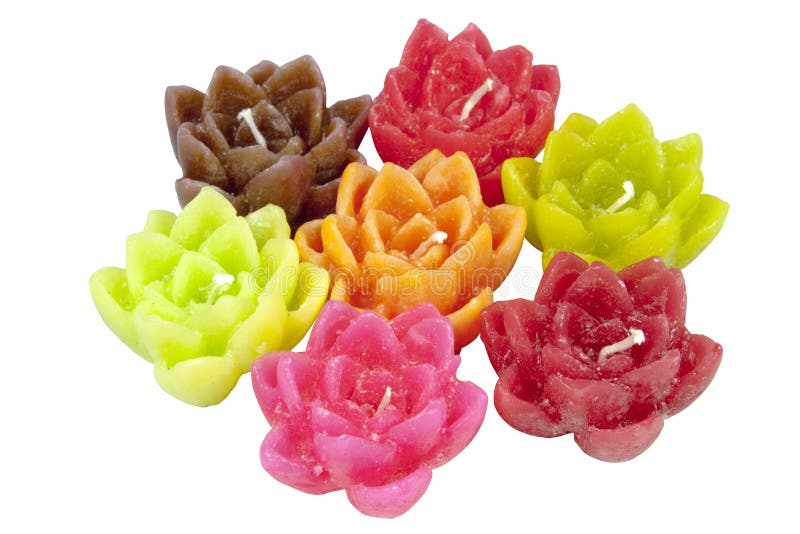 Flower Shaped Candles Set in a Circle Stock Photo Image of pink