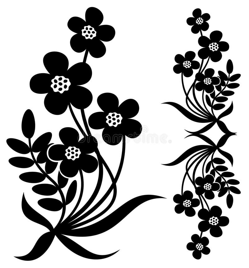 Hand Drawn Cute Flower on Stem. Clip Art, Black and White Stylized  Botanical Elements for Design Isolated Stock Vector - Illustration of  garden, decorative: 218412012