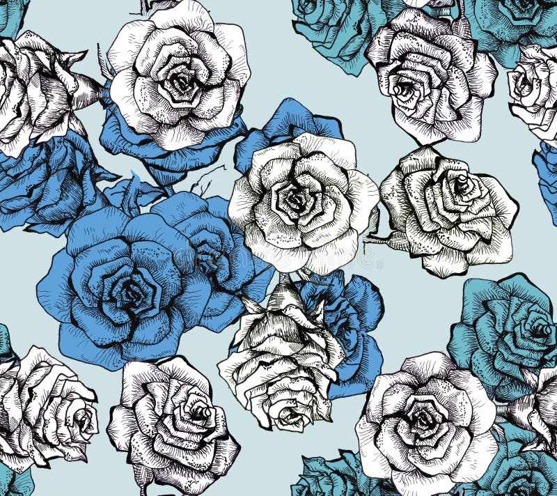 Flower sketch bouquet seamless pattern