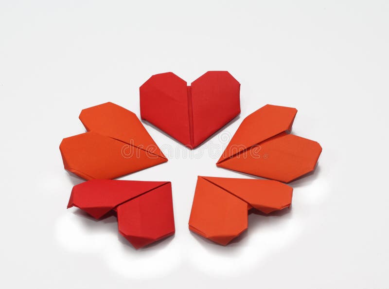 Flower of Valentine S Heart Shaped Folded Papers Stock Photo Image of
