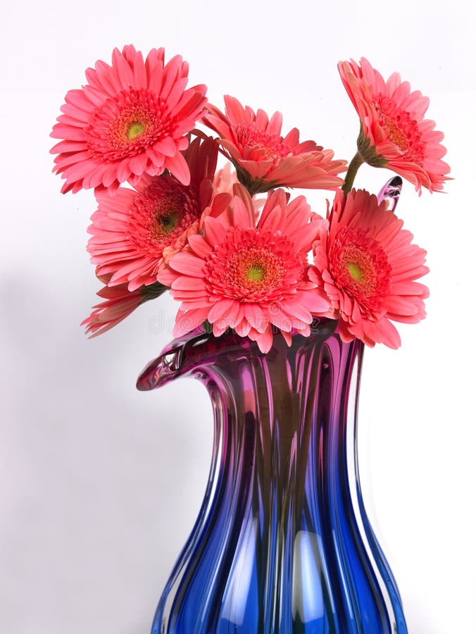 flower vase with pink daisy flowers