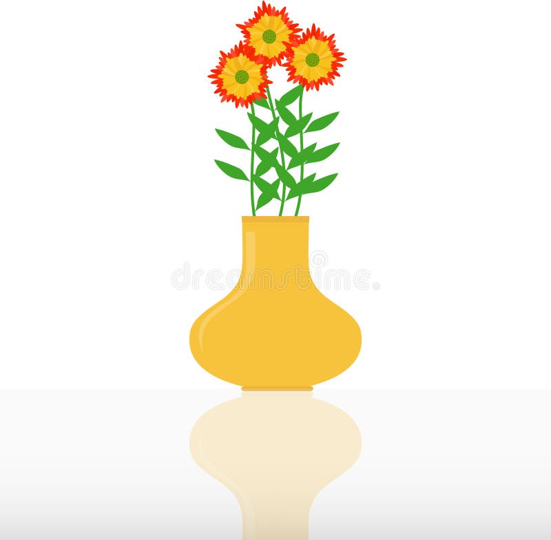 A Flower in a Vase, a Vase with a Flower. Vector Illustration of a