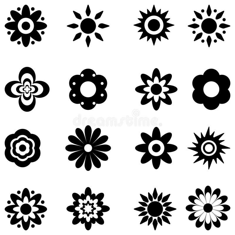 Flower Vector Black and White. Stock Vector - Illustration of ...