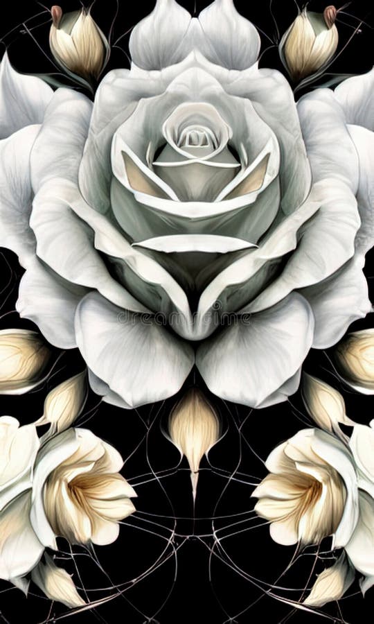 Flower White Rose on Black Background, Wallpaper, Design, AI Stock ...