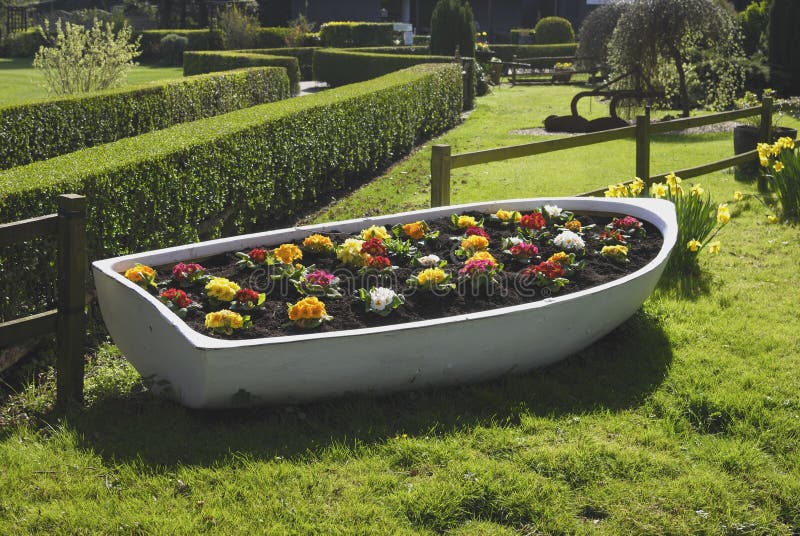Flowerbed in Old Boat. Arundel. UK Stock Image Image of hedge
