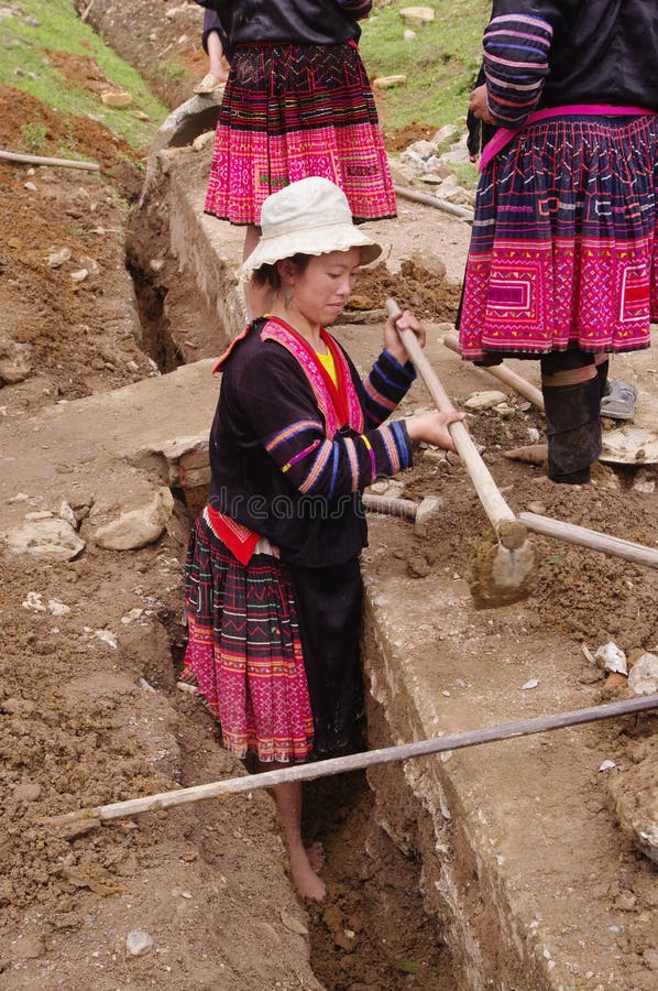 Flowered Hmong ethnic woman