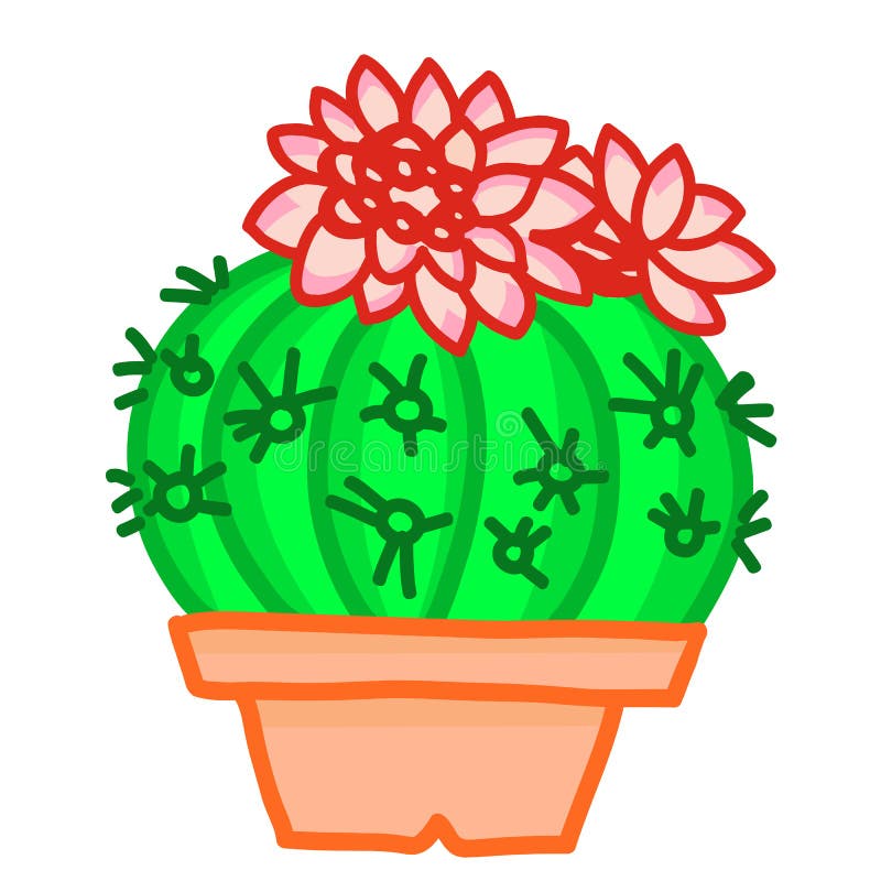 Cartoon Cactus Character with Flower and Cute Face. Kawaii Potted Plant  Vector Illustration Ilustração do Vetor - Ilustração de casa, divertimento:  147718182