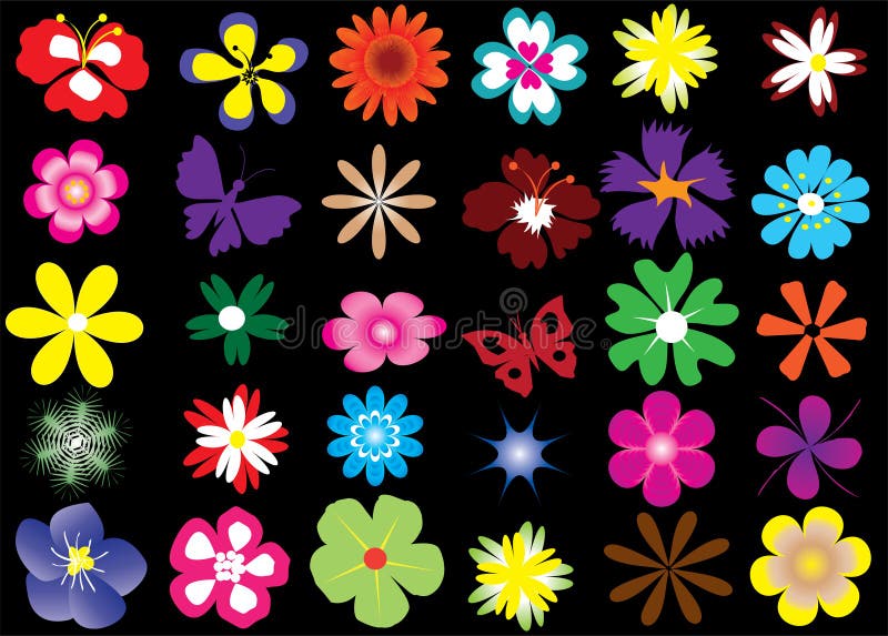 Set of flowers stock vector. Illustration of blossom - 10060534