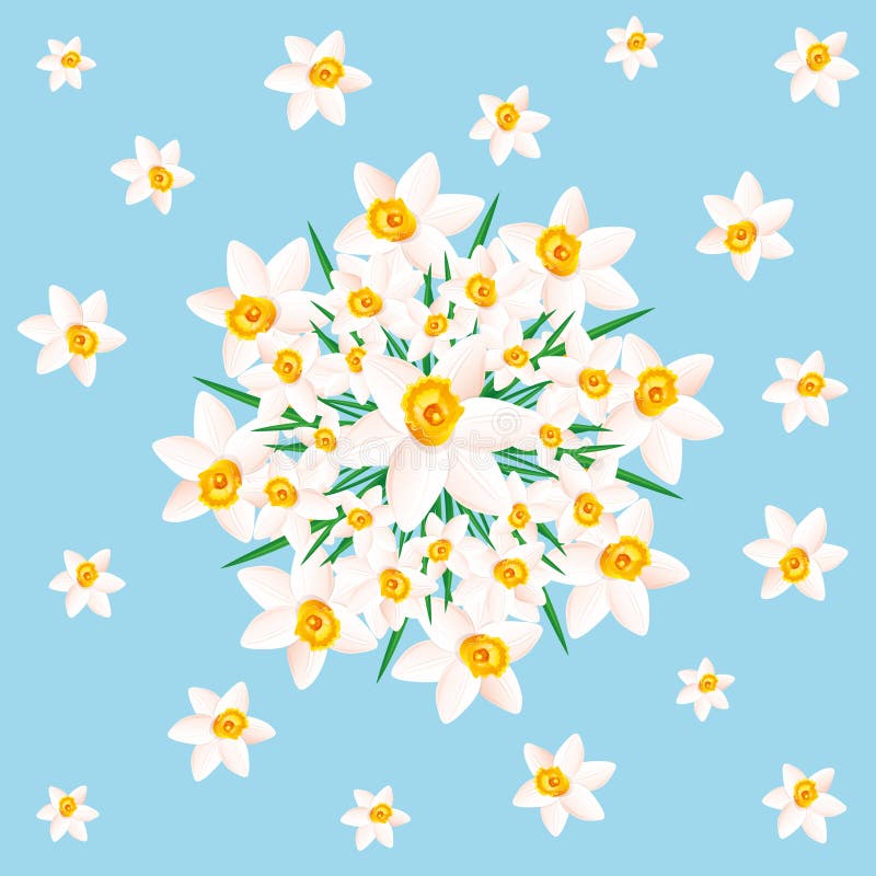Flowers on blue. vector illustration