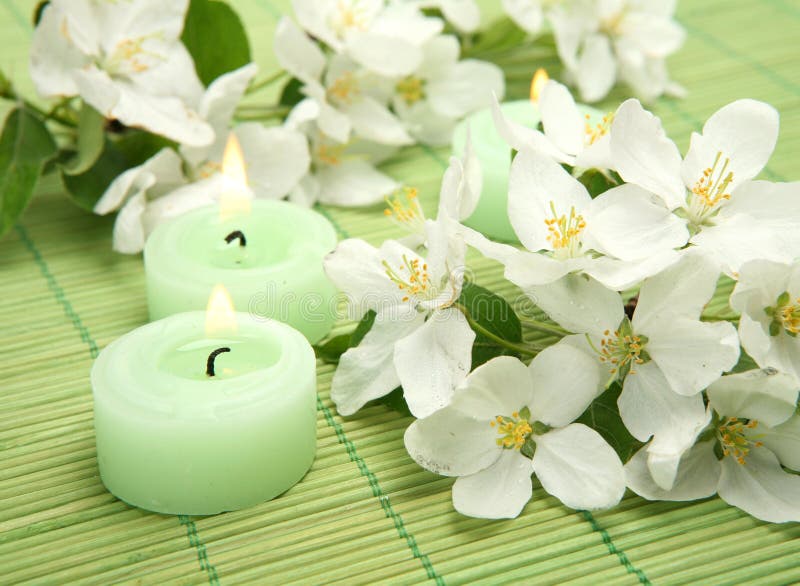 Flowers and candles stock image. Image of health, flower 17071109