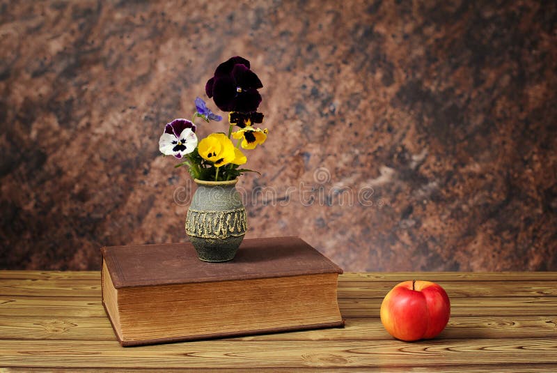 Flowers in a Ceramic Vase and Books Stock Image Image of books, gardening 45050995