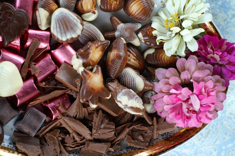 Flowers And Chocolate Stock Photos Image 4994723
