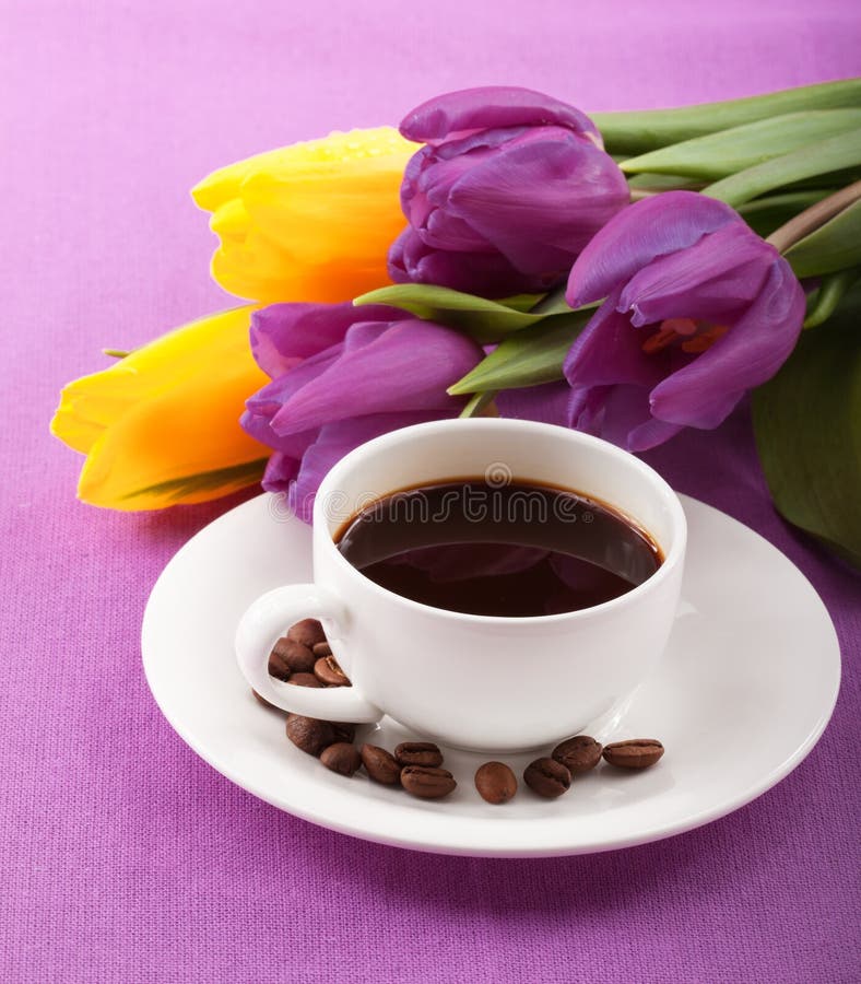 Flowers and coffee stock image. Image of bunch, celebration 28871707