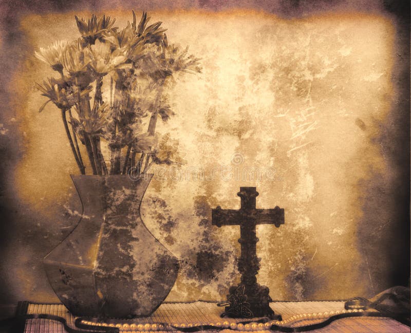 Flowers and Cross