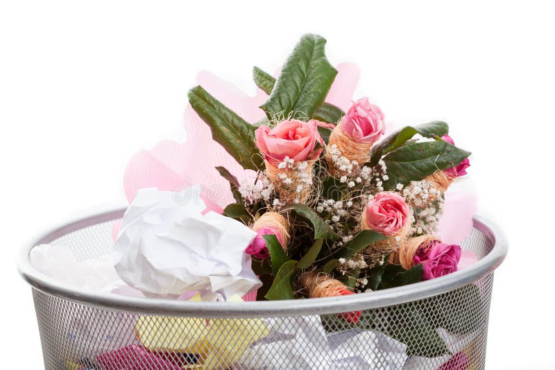 Flowers in dustbin stock image. Image of memory, emotions 36513267