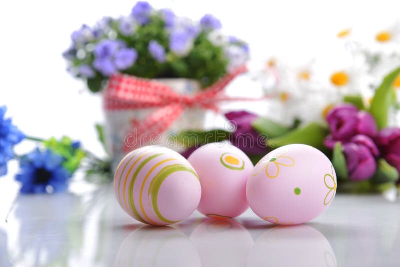 Flowers and easter eggs