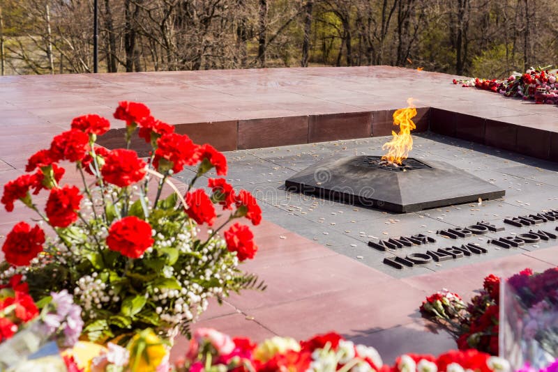 Flowers at Eternal Flame on May 9 on Victory Day Stock Image Image of