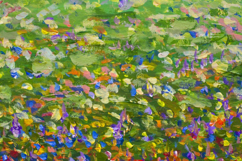 Flowers field Impressionism Oil painting. royalty free illustration
