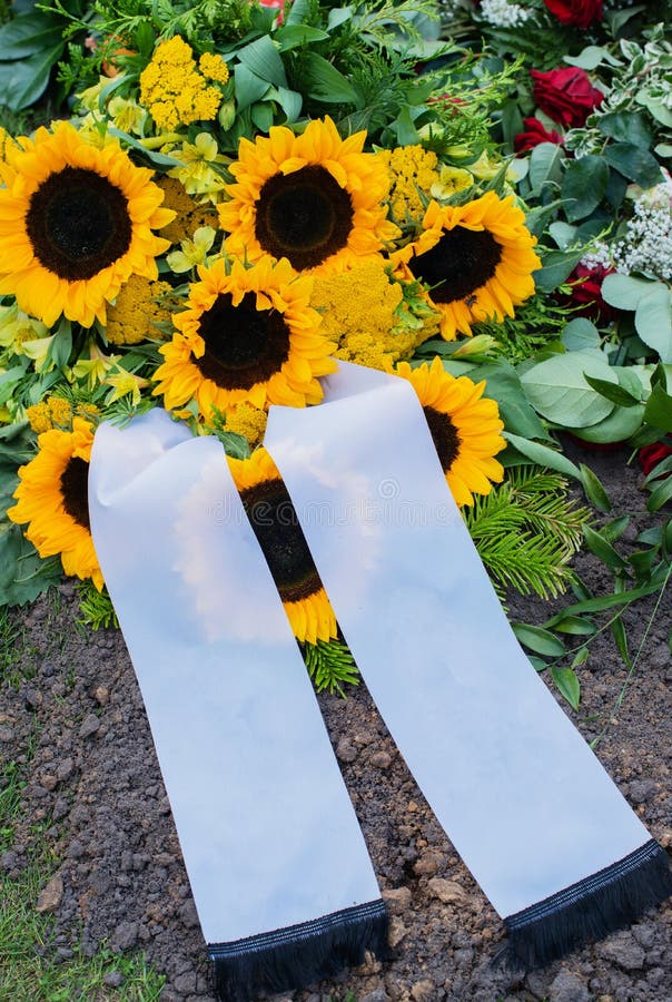 Flowers after a Funeral in an Old Cemetery Stock Photo Image of