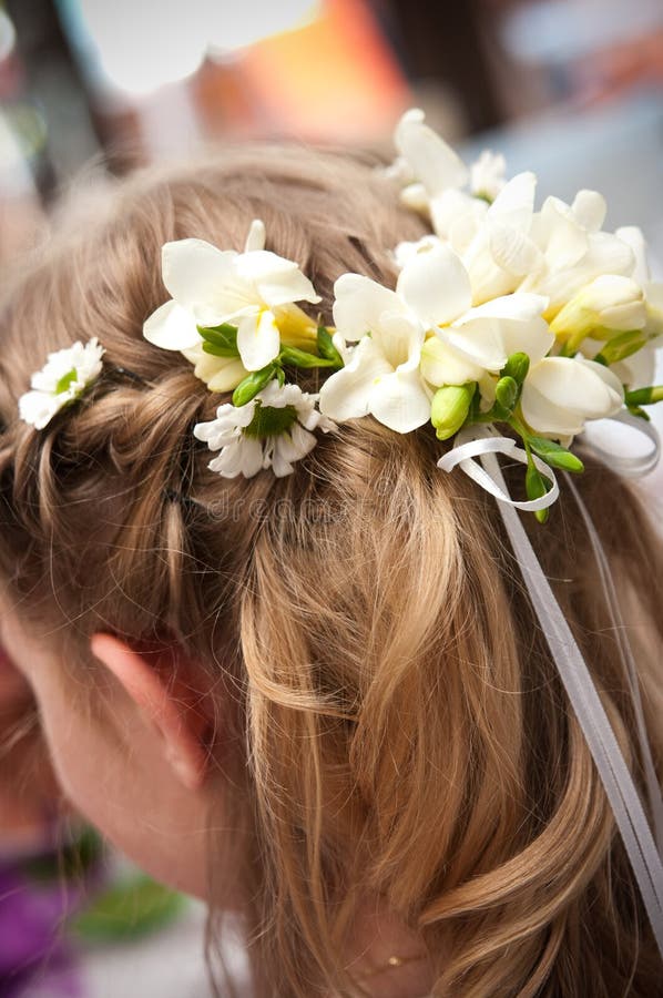 Flowers in hair stock photo. Image of detail, communion - 24939102 Flowers in hair stock photo. Image of detail, communion - 24939102