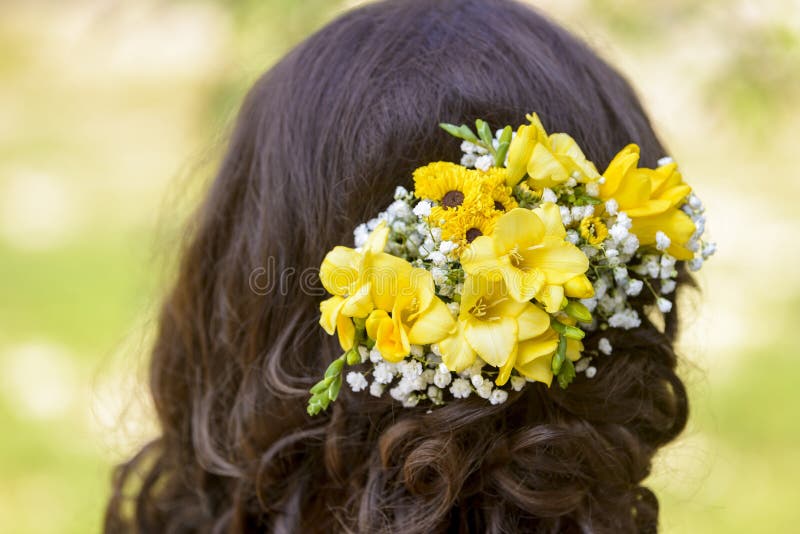 Flowers in hair stock photo. Image of beauty, salon, color 73171750