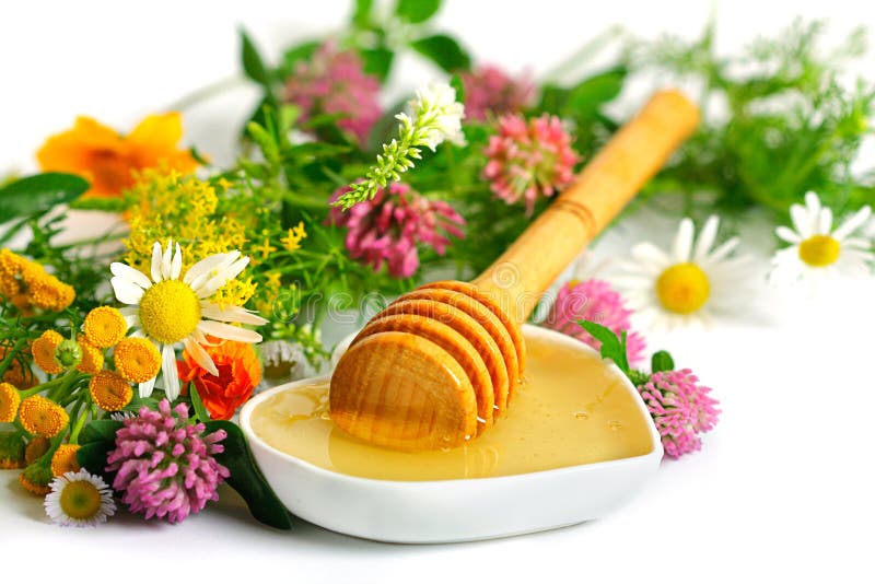 Honey and flowers stock image. Image of dessert, nutrition 54411477
