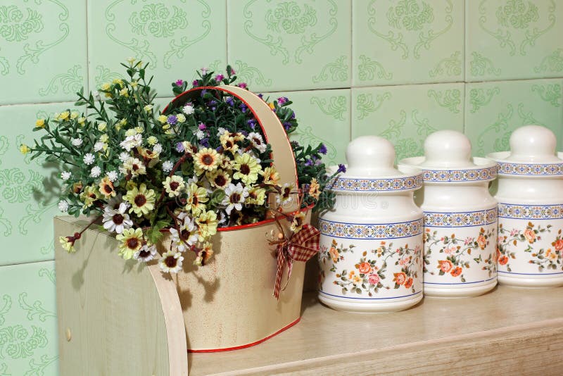 Flowers in the Kitchen. Home Decor Stock Photo Image of decor