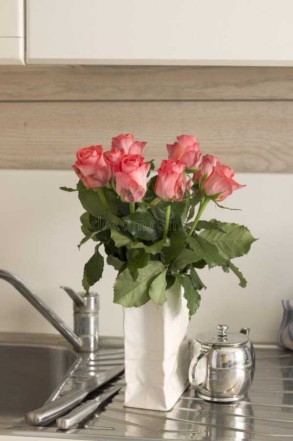 Flowers in Kitchen stock photo. Image of interior, bunch 59556648