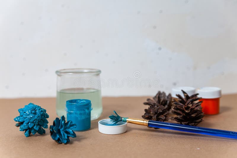 Flowers Made of Pine Cones and Artificial Grass Stock Image Image of