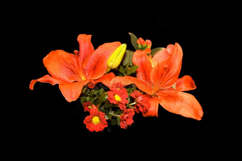 Flowers Orange Red Arrangements Stock Image Image of blossoms