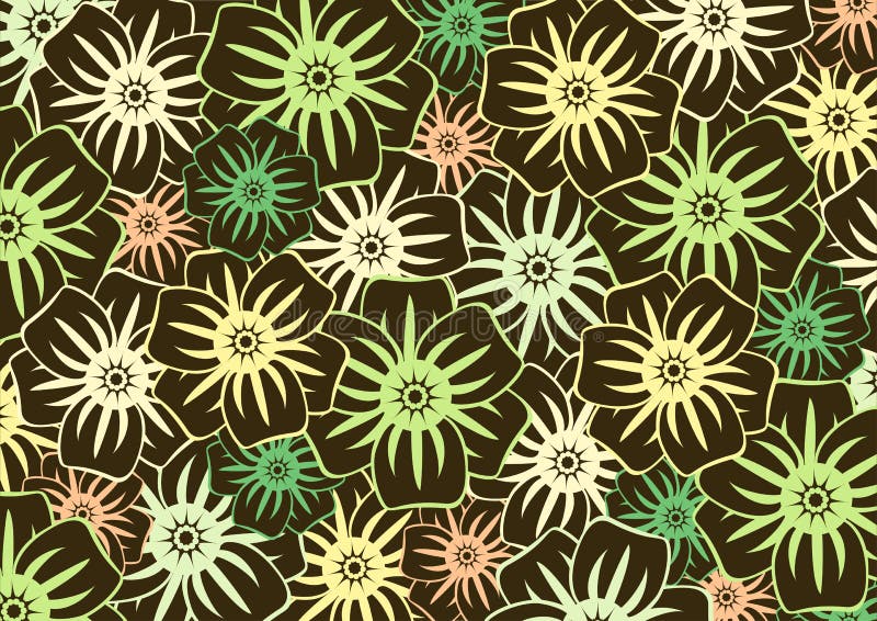 Flowers pattern on the black background