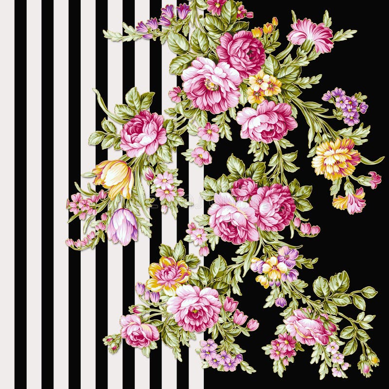 Flowers Pattern.Silk Scarf Design, Fashion Textile.Seamless Pattern ...
