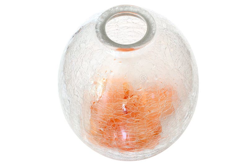 Orange Flowers Petals on Cracked Glass Vase. Stock Image Image of