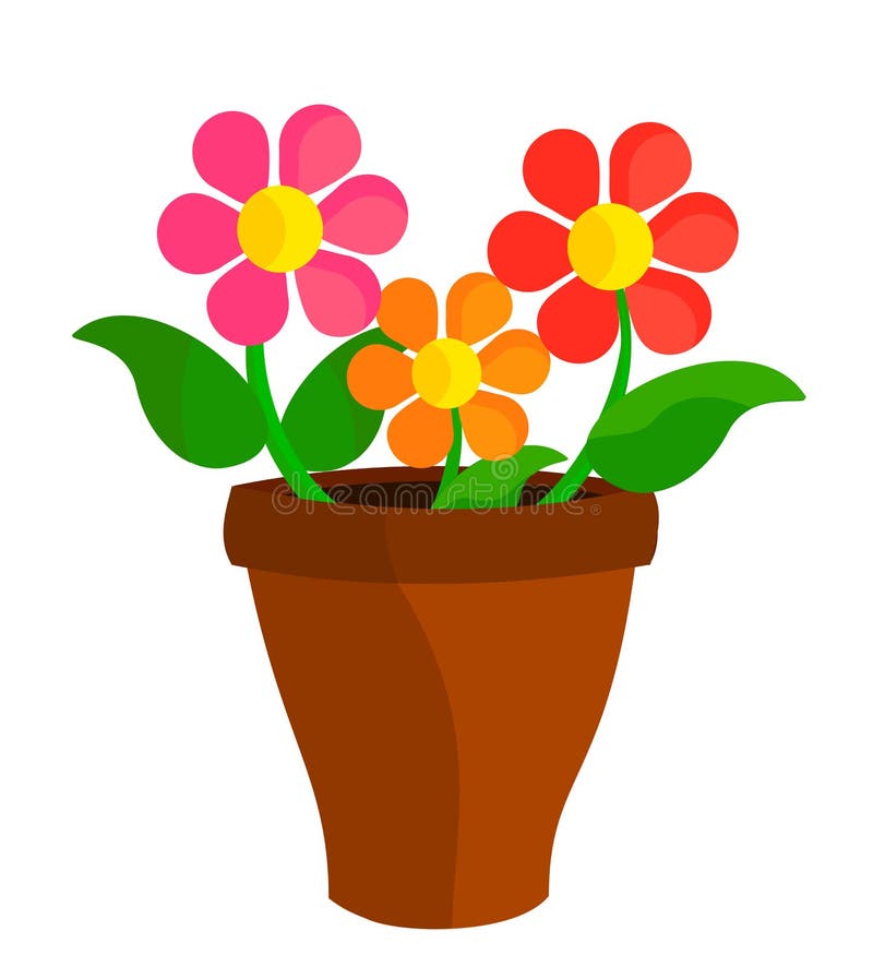 Flowers in pot stock vector. Illustration of flowerpot - 14094833