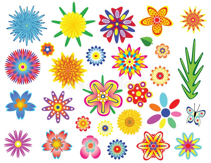 Cute Colorful Summer Flowers Stock Vector - Illustration of bloom ...