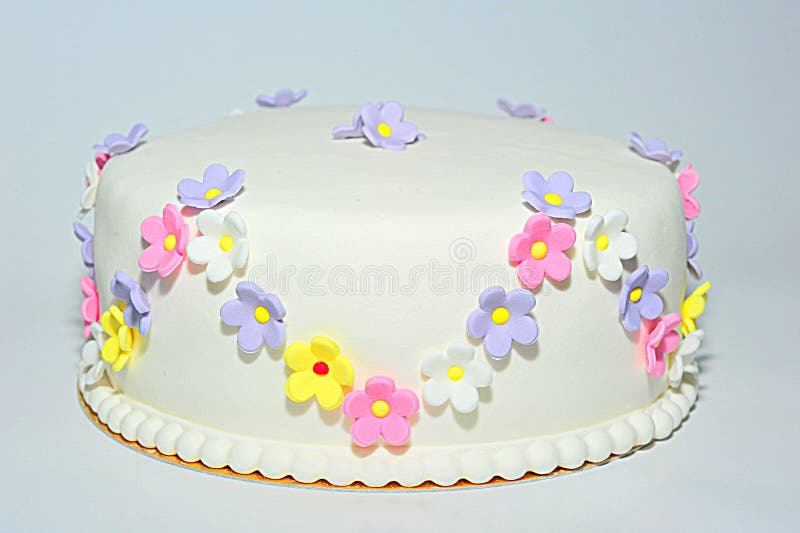Flowers Theme Fondant Birthday Cake Stock Image - Image Of Butter, Candy:  38168313