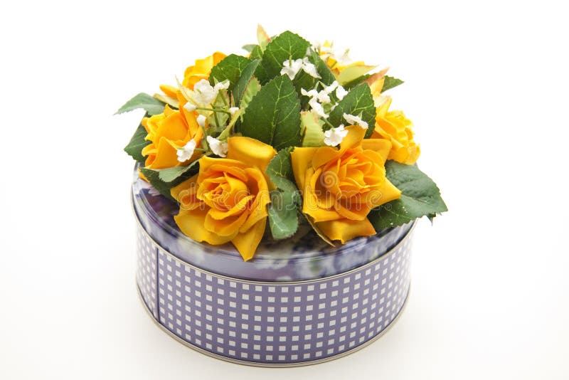 Flowers on tin can