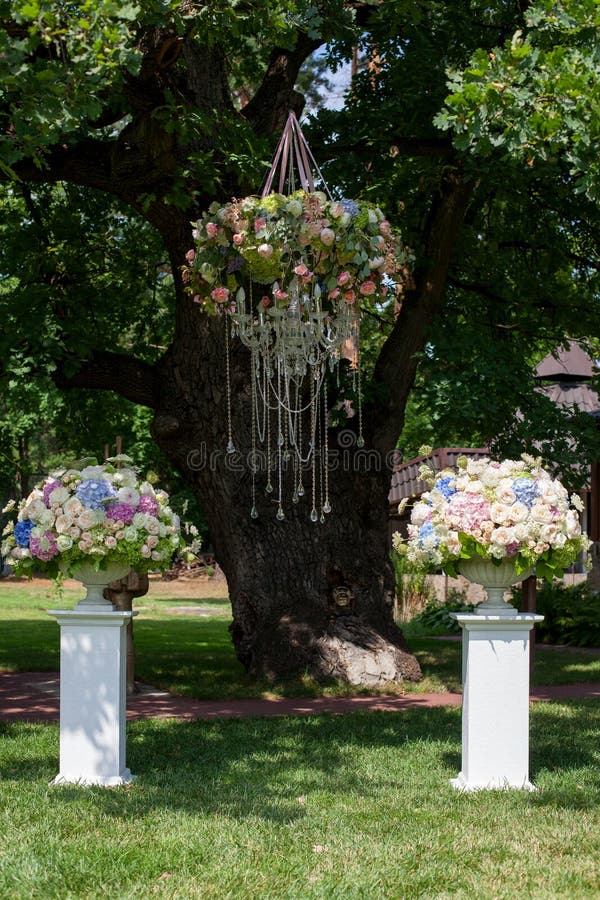 Flowers in the Vase. Elegance Set Up for Wedding Ceremony Stock Image