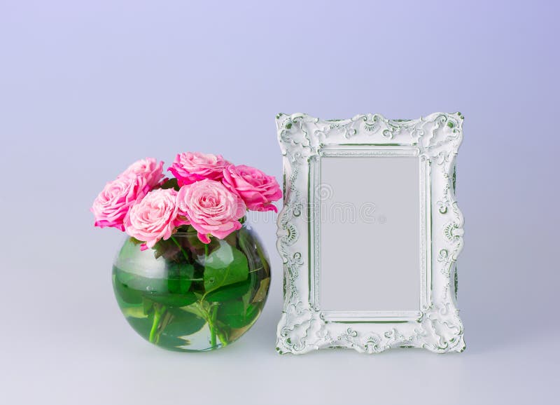 Flowers Vase and Vintage Frame Stock Photo Image of frame, blank