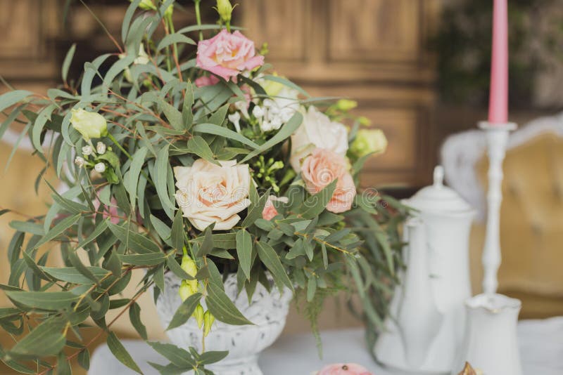 Flowers in a Vase for the Wedding Ceremony Stock Photo Image of