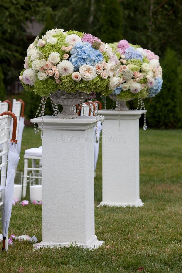 Flowers in a Vase for the Wedding Ceremony Outdoor. Stock Image Image