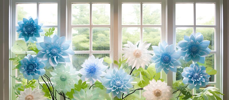 A beautiful assortment of flowers displayed in a vase, placed on a windowsill with natural light streaming in AI generated. A beautiful assortment of flowers displayed in a vase, placed on a windowsill with natural light streaming in AI generated